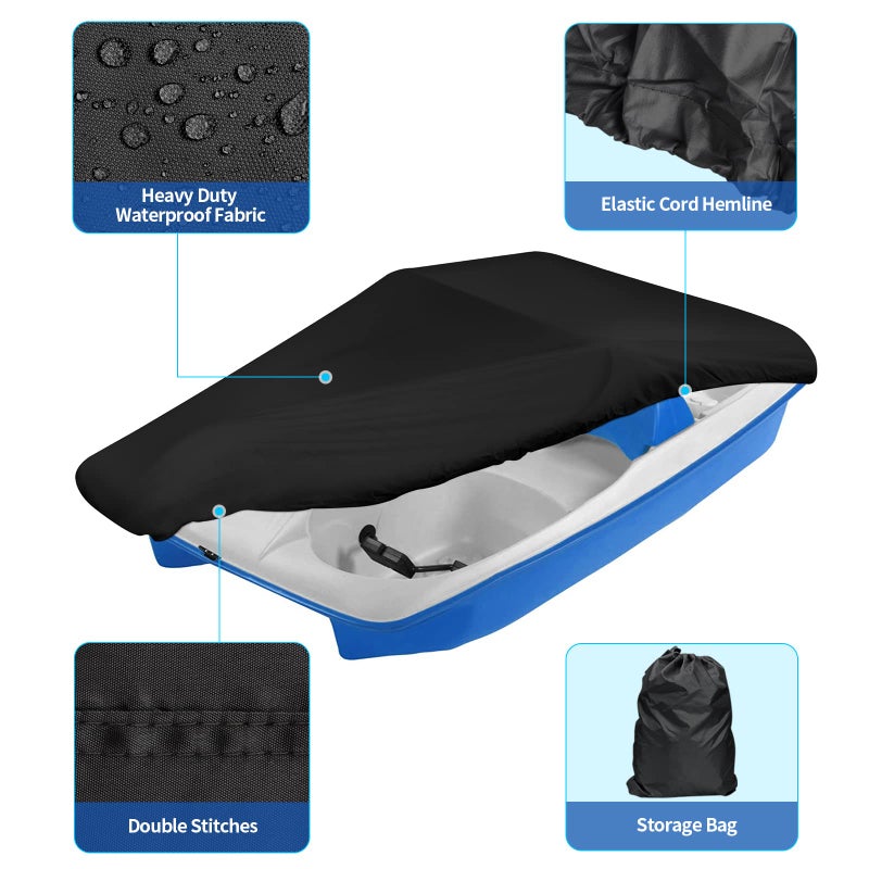 iCOVER Pedal Boat Cover, Fits 3 or 5 Person Paddle Boats Water Proof Heavy Duty Paddles Cover, Black - Image 2